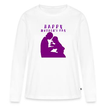 Fête des Mères, Fête des Mères, Fête des Mères, Fête des Mères - T-shirt manches longues Premium bio Femme - blanc - Devant - Julia (174cm)