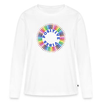 Arc-en-ciel, arc-en-ciel, arc-en-ciel, arc-en-ciel - T-shirt manches longues Premium bio Femme - blanc - Devant - Julia (174cm)