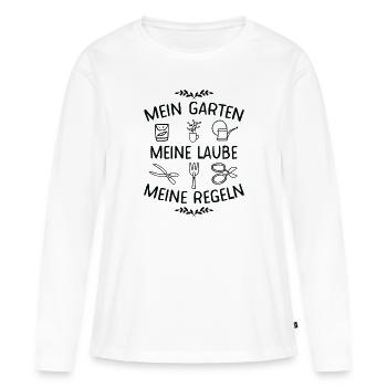Mein Garten Meine Laube Meine Regeln Gärtner - Frauen Premium Bio Langarmshirt - Weiß - Vorne - Julia (174cm)