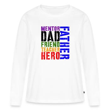 Fête des Pères, Fête des Pères, Fête des Pères, Fête des Pères - T-shirt manches longues Premium bio Femme - blanc - Devant - Julia (174cm)