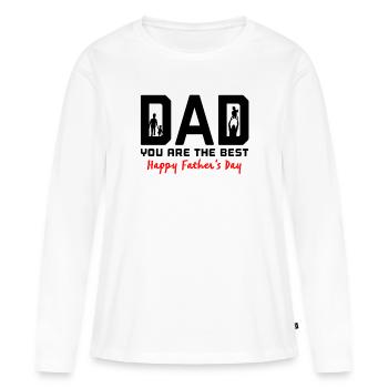 Fête des Pères, Fête des Pères, Fête des Pères, Fête des Pères - T-shirt manches longues Premium bio Femme - blanc - Devant - Julia (174cm)