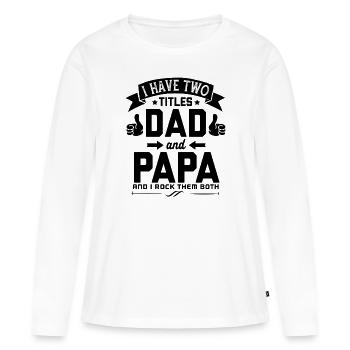 Fête des Pères, Fête des Pères, Fête des Pères, Fête des Pères - T-shirt manches longues Premium bio Femme - blanc - Devant - Julia (174cm)