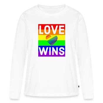 Arc-en-ciel, Arc-en-ciel, Arc-en-ciel, Arc-en-ciel, Arc-en-ciel - T-shirt manches longues Premium bio Femme - blanc - Devant - Julia (174cm)