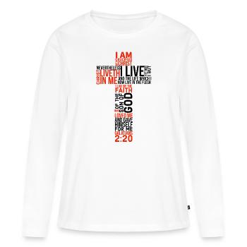 Jésus, Jésus, Jésus chrétien chrétien chrétien chrétien - T-shirt manches longues Premium bio Femme - blanc - Devant - Julia (174cm)