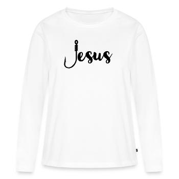 Jésus, Jésus, Jésus chrétien chrétien chrétien chrétien - T-shirt manches longues Premium bio Femme - blanc - Devant - Julia (174cm)