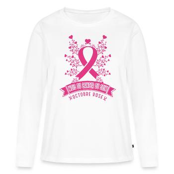 Octobre Rose Ruban Rose Contre Cancer Du Sein - T-shirt manches longues Premium bio Femme - blanc - Devant - Julia (174cm)