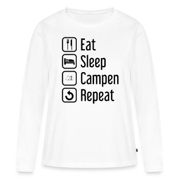 Répétition Sommeil-Camping - - T-shirt manches longues Premium bio Femme - blanc - Devant - Julia (174cm)