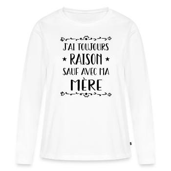 je t aime ou un truc dans le genre - T-shirt manches longues Premium bio Femme - blanc - Devant - Julia (174cm)