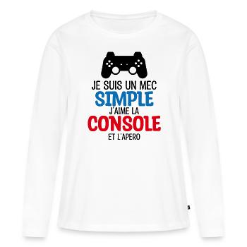 console et apéro - T-shirt manches longues Premium bio Femme - blanc - Devant - Julia (174cm)