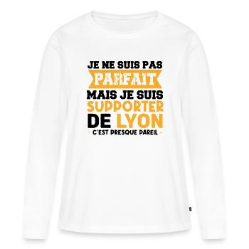 JE SUIS SUPPORTER DE LYON - T-shirt manches longues Premium bio Femme - blanc - Devant - Julia (174cm)