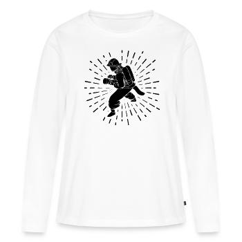 Feux d’artifice et pompiers - - T-shirt manches longues Premium bio Femme - blanc - Devant - Julia (174cm)