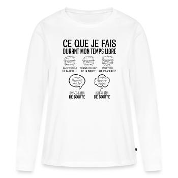 Burger Cadeau Drôle Humour Bouffe Rigolo - T-shirt manches longues Premium bio Femme - blanc - Devant - Julia (174cm)