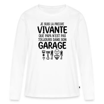 Garagiste preuve Vivante - cadeau Garagiste mécano - T-shirt manches longues Premium bio Femme - blanc - Devant - Julia (174cm)