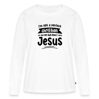 Christianisme Chrétiens Foi Églises Christ Bible - T-shirt manches longues Premium bio Femme - blanc - Devant - Julia (174cm)