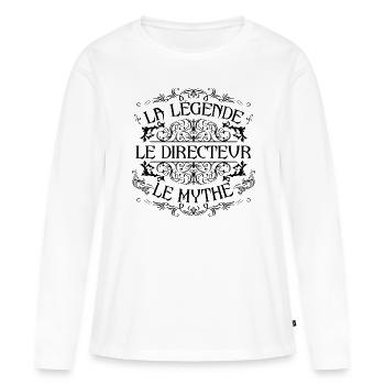 Directeur | la legende Directeur le mythe - T-shirt manches longues Premium bio Femme - blanc - Devant - Julia (174cm)