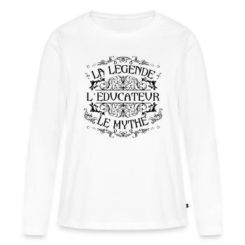 Educateur | la légende Educateur le mythe - T-shirt manches longues Premium bio Femme - blanc - Devant - Julia (174cm)