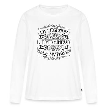 Entraineur | la légende Entraineur le mythe - T-shirt manches longues Premium bio Femme - blanc - Devant - Julia (174cm)