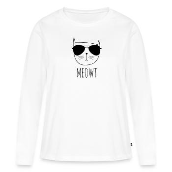 Meow Cat Lunettes de soleil Fraîcheur - T-shirt manches longues Premium bio Femme - blanc - Devant - Julia (174cm)