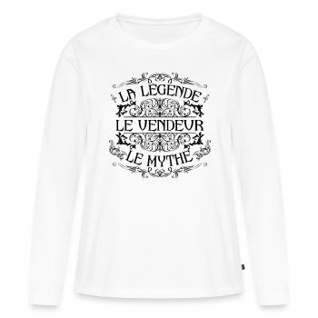 Vendeur | la légende Vendeur le mythe - T-shirt manches longues Premium bio Femme - blanc - Devant - Julia (174cm)