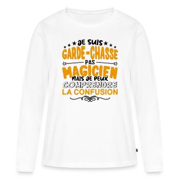 Garde-Chasse pas Magicien | le Meilleur Garde-Cha - T-shirt manches longues Premium bio Femme - blanc - Devant - Julia (174cm)