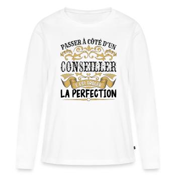 Conseiller | le Meilleur cadeau Conseiller - T-shirt manches longues Premium bio Femme - blanc - Devant - Julia (174cm)