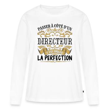 Directeur | le Meilleur cadeau Directeur - T-shirt manches longues Premium bio Femme - blanc - Devant - Julia (174cm)