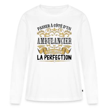 Ambulancier | le Meilleur cadeau Ambulancier - T-shirt manches longues Premium bio Femme - blanc - Devant - Julia (174cm)
