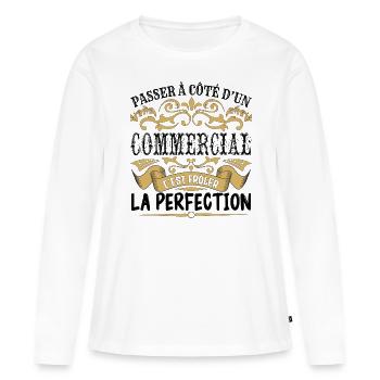 Commercial | le Meilleur cadeau Commercial - T-shirt manches longues Premium bio Femme - blanc - Devant - Julia (174cm)