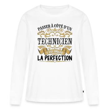 Technicien | le Meilleur cadeau Technicien - T-shirt manches longues Premium bio Femme - blanc - Devant - Julia (174cm)