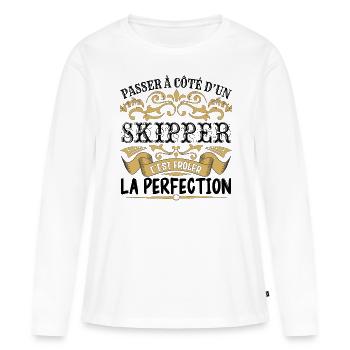 Skipper | le Meilleur cadeau Skipper - T-shirt manches longues Premium bio Femme - blanc - Devant - Julia (174cm)