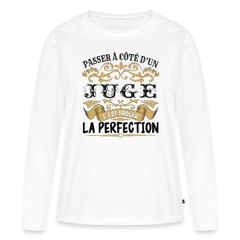 Juge | le Meilleur cadeau Juge - T-shirt manches longues Premium bio Femme - blanc - Devant - Julia (174cm)