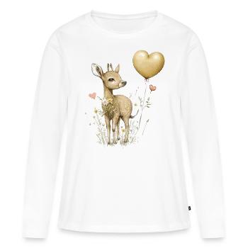 Niedlicher Rehbock - Frauen Premium Bio Langarmshirt - Weiß - Vorne - Julia (174cm)