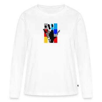 riesige Popart Hand - Frauen Premium Bio Langarmshirt - Weiß - Vorne - Julia (174cm)