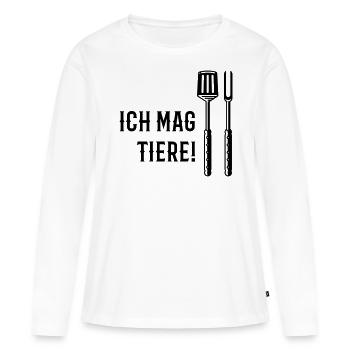 Ich Mag Tiere! (Grillbesteck / Black) - Frauen Premium Bio Langarmshirt - Weiß - Vorne - Julia (174cm)