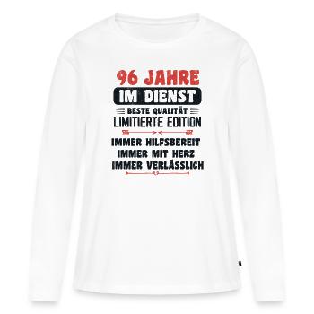 96 Jahre im Dienst 96 Jähriges Dienstjubiläum - Frauen Premium Bio Langarmshirt - Weiß - Vorne - Julia (174cm)