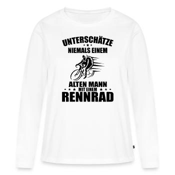 Alten mann mit einem wandert - Frauen Premium Bio Langarmshirt - Weiß - Vorne - Julia (174cm)