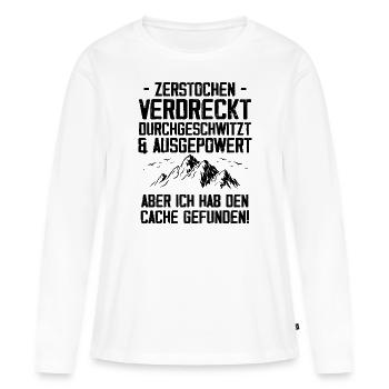 Gecache Geocaching Hobby Cache - Frauen Premium Bio Langarmshirt - Weiß - Vorne - Julia (174cm)