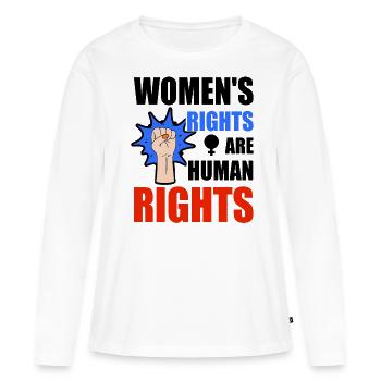 Les droits des femmes sont des droits humains - T-shirt manches longues Premium bio Femme - blanc - Devant - Julia (174cm)