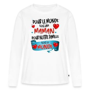 Super Maman Fête des Mères Amour - T-shirt manches longues Premium bio Femme - blanc - Devant - Julia (174cm)