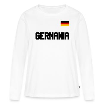 Maillot de l’Allemagne look GERMANIA avec drapeau - T-shirt manches longues Premium bio Femme - blanc - Devant - Julia (174cm)