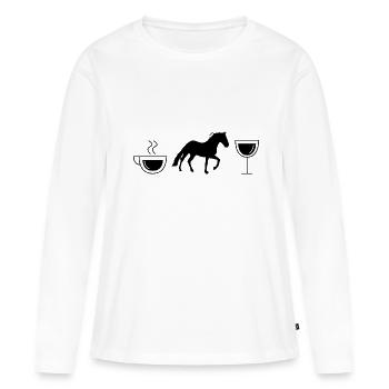 Café vin et cheval - (3) - T-shirt manches longues Premium bio Femme - blanc - Devant - Julia (174cm)
