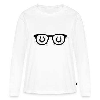 Lunettes de soleil et Cheval 2 - - T-shirt manches longues Premium bio Femme - blanc - Devant - Julia (174cm)