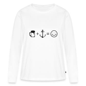 Bier Smile Face und Segeln 1 - - Frauen Premium Bio Langarmshirt - Weiß - Vorne - Julia (174cm)