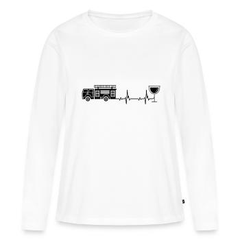 Herzschlagwein- und Feuerwehr-Brigader - (2) - T-shirt manches longues Premium bio Femme - blanc - Devant - Julia (174cm)