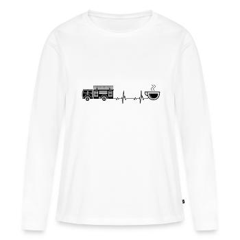 Heartbeat Coffee et pompier - (2) - T-shirt manches longues Premium bio Femme - blanc - Devant - Julia (174cm)