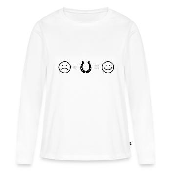 Smile Face et Cheval - - T-shirt manches longues Premium bio Femme - blanc - Devant - Julia (174cm)