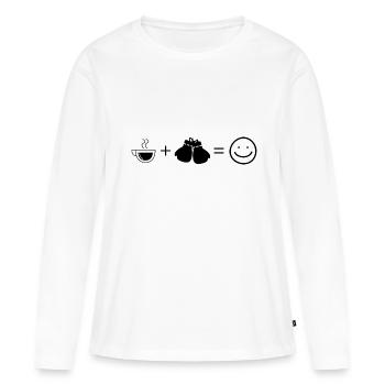 Coffee Smile Face et Box 1 - - T-shirt manches longues Premium bio Femme - blanc - Devant - Julia (174cm)