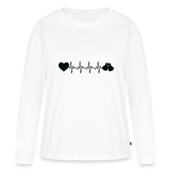 Gants de boxe Heart Heartbeat - Bo - T-shirt manches longues Premium bio Femme - blanc - Devant - Julia (174cm)