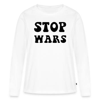 Stop Wars Stop the Wars Saying - Women's Premium Organic Long Sleeve Shirt - white - Front - Julia (174cm)