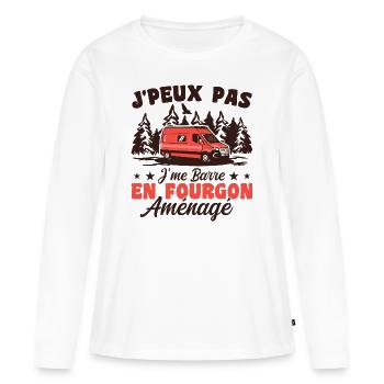 J'peux pas j'me barre en fourgon aménagé - T-shirt manches longues Premium bio Femme - blanc - Devant - Julia (174cm)
